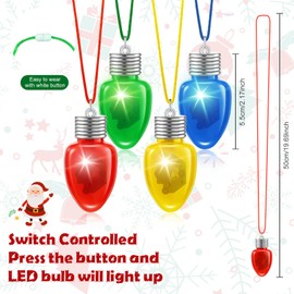 Yinkin 40 Pcs Light up Necklace Flashing Bulb Necklaces Men Women Glow Necklaces Bulk for Xmas Party Favors Stocking Stuffers Christmas Decoration Party Supplies, Assorted Color