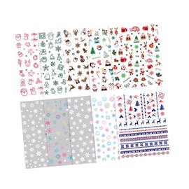 IWOWHERO 10 Sheets 3D Christmas Nail Art Stickers for Women Kids Easy Apply Cartoon Stickers Decals