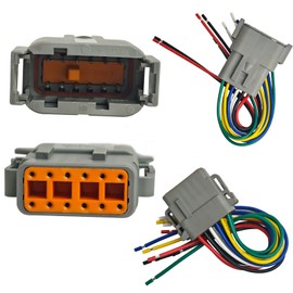 12-Pin DT Series Sensor Connector Pigtail Harness (Male & Female Pair), OE DT06-12SA / DT04-12PA, Compatible with Vehicles/Equipment Using DT 12-Way Sealed connectors