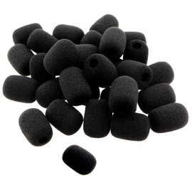 KKUANG 30PCS 30x22x8mm Black Portable Amplifier Foam Cover Clip on Speaker Headset Microphone Cover Headset Windscreen Fit Portable Amplifiers and Headset Microphones