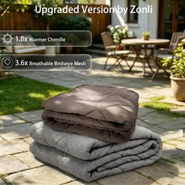 ZonLi 20lbs Weighted Blanket for Adults Sleeping, Double-Sided All Season Reversible 75D Cooling Mesh & Warm Ribbed Microfiber, 48"x72" Grey, Machine Washable