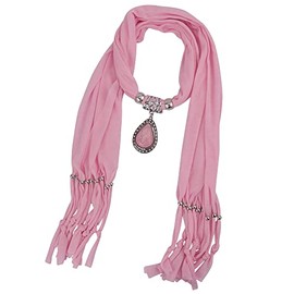 GOGNGTR Women's Scarf Waterdrop Pendant Necklace Jewelry Printing Polyester Shawl Scarves(sc0016) (Pink)