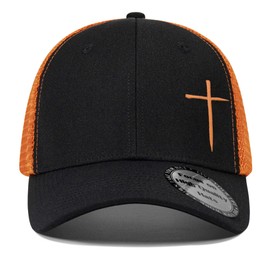 Christian Hats for Men Women,Jesus 3 Nail Cross Hat Christian Religious Gifts for Birthday/Christmas, 71.orange-01, One Size