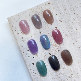Magnetic Gel One Color Handmade Nail Tips - Almond Egg / 자석젤 원컬러 수제네일팁 - 아몬드에그
