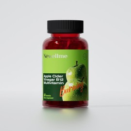 Apple cider Vinegar Gummy Energy and Gut Health - supports digestion, detoxification and cleansing - B12 is an edible supplement:_1 bottle of 60granules