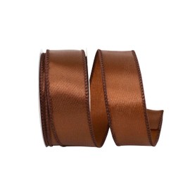 Reliant Ribbon 92575W-092-09F Satin Value Wired Edge Ribbon, 1-1/2 Inch X 10 Yards, Brown