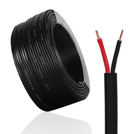 Qiping Flat 2 Core Cable Twin Red/Black Copper Trailer Caravan Auto Boat Cable Wire 12V/24V,Suitable for LED Light Wiring Connections(2 Core 0.5mm²,10M)