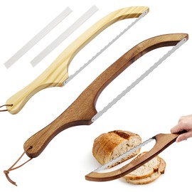 Yummy Sam 2PCS 15.7'' Bread Knife, Double-Sided Serrated Knife for Sourdough Bread, Double & Single Saw, Cutting for Homemade Bagels, Baguettes
