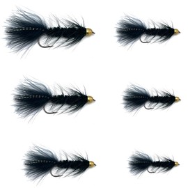 Feeder Creek Flies for Fly Fishing Conehead Woolly Bugger Trout Flies | Bass Flies | Fly Fishing Flies Set |12pc Fly Fishing Streamers (Black, 12)