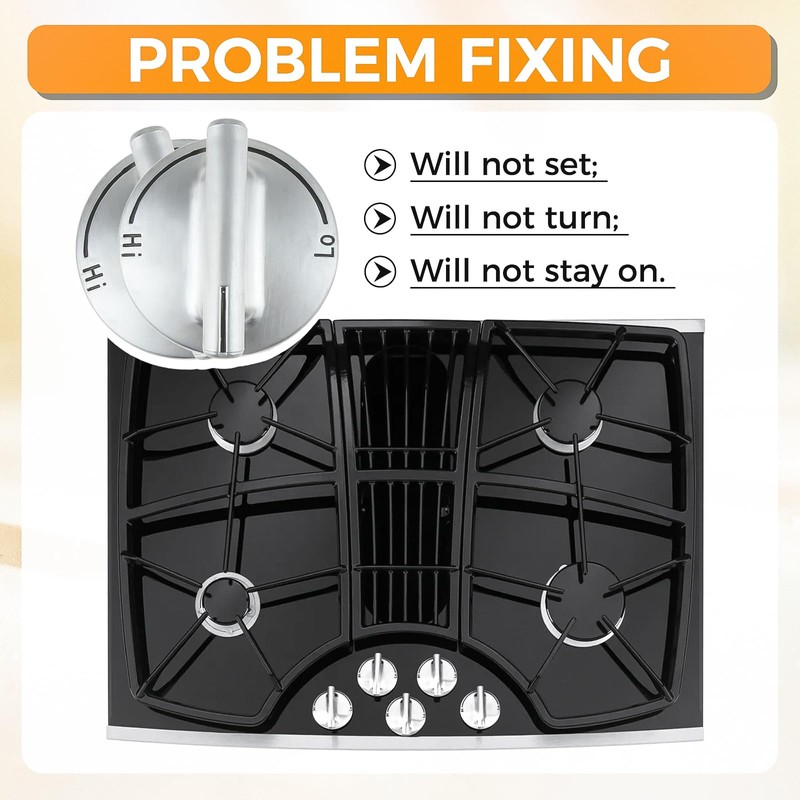 MOOTVGOO 4 Pack 7733P410-60 Cooktop Burner Knobs, Chrome Plated Plastic