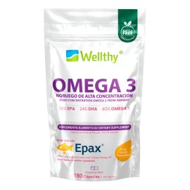 Omega 3 Epax 180 Cápsulas 1080mg Epa 720mg Dha Wellthy Sabor Sin Sabor