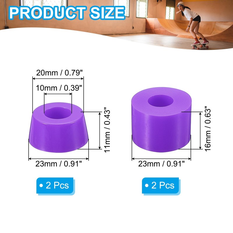 PATIKIL Skateboard-Buchsen, 90A PU Longboard-Truck-Buchsen-Umbausatz für Skateboard-Teile, Lila