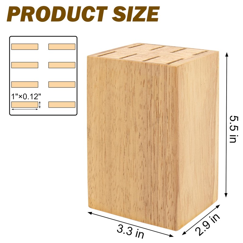 8 Slots Steak Knife Block Holder, 5.5" Wooden Small Knife