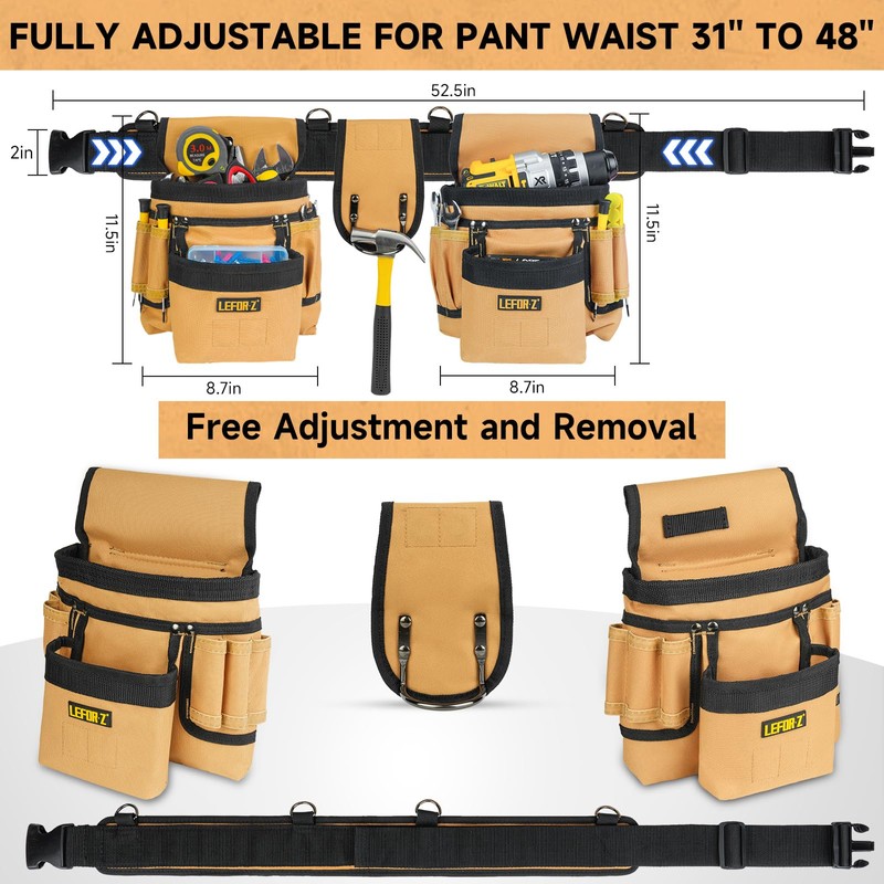 Tool Belt,Magnetic Tool Pouch,27-Pockets Heavy Duty Tool Belts for Men