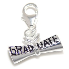 ICYROSE 925 Sterling Silver Dangling Graduate Diploma Clip-on Charm Bead