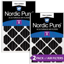 Nordic Pure 12x24x4 (11 1/2 x 23 3/8 x 3 5/8) Pure Carbon Pleated Odor Reduction Merv 8 Furnace Filters 2 Pack