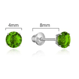 925 Sterling Silver Rhodium Plated 4mm Cubic Zirconia Stud Screwback Baby Girls Earrings