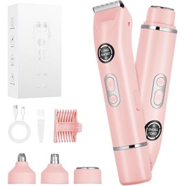 Depiladora Eléctrica para Mujer 4 en 1 IPX7 USB | Uso seco y mojado, pantalla LED, inalámbrica, para bikini, axilas, brazos, cara, cejas y nariz, ideal para regalo.