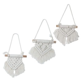GRIRIW 3Pcs Bohemian Mini Macrame Wall Hanging Tapestry Handmade Rope Decor for Home Unique Woven Tapestry Background for Nordic Style Enthusiasts