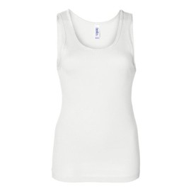 Bella Canvas Women's Sleeveless Softer Baby Rib Knit Tank Top, Wht, Medium