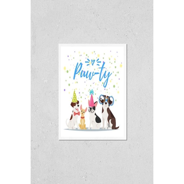 Wall Art Poster Print of Cartoon Style Illustration of Dog