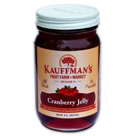 Kauffman Orchards Cranberry Jelly, All Natural, No Preservatives, 9 Oz. - 9 Oz Jar (Pack of 2)