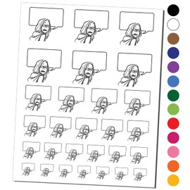 Angry Anime Manga Girl with Empty Speech Bubble Temporary Tattoo Water Resistant Fake Body Art Set Collection - Red (One Sheet)