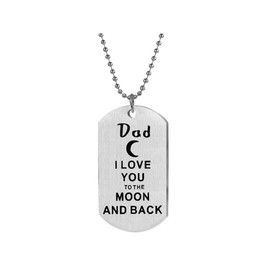SBI Jewelry Men Love Dad Necklaces Pendant Dog Tag I Love You To The Moon And Back Fathers Day Gift Necklace Mom Daddy Father Women Family BFF Husband Brother Birthday Anniversary