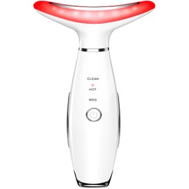 Face and Neck Massager for Face, Neck, Skin Lifting and Firming, Wrinkle and Dark Circles Reduction, Three Color Multi Mode Home Skin Care Facial Contour Tool and Neck Massager, White