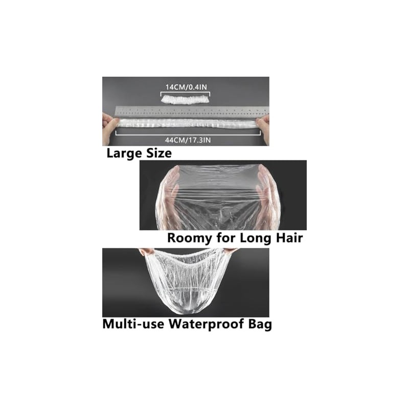 Aquior Gorro de ducha desechable, 100 gorras de baño, grandes,