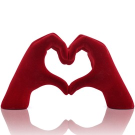 DOVDOV Red Heart Hand Sculpture, Heart Hand Statue Home Decor Aesthetics, for Bookshelf Console Table Office Entrance Decoration Bohemian Wedding Decor and Small Ornaments.