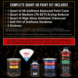 Restoration Shop - Daytona Blue Metallic Urethane Basecoat with Clearcoat Auto Paint - Complete Medium Quart Paint Kit - Professional High Gloss Automotive, Car, Truck Refinish Coating