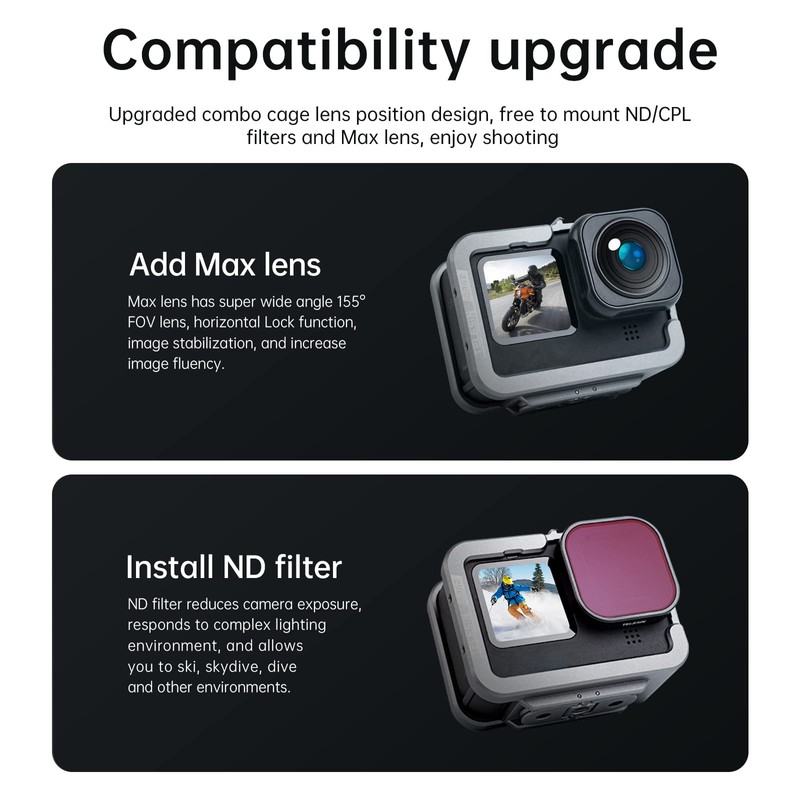 TELESIN Aluminum Cage Protective Case Frame Housing for Go Pro