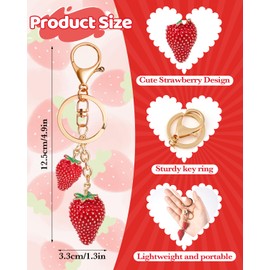 Liobelon Cute Strawberry Keychain Strawberry Bag Charm Metal Strawberry Purse Charms Keychain Accessories Cute Keychains, Pink, Large