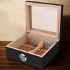 Cigar Humidor, Spanish Cedar Wood Cigar Desktop Box, Glass Top
