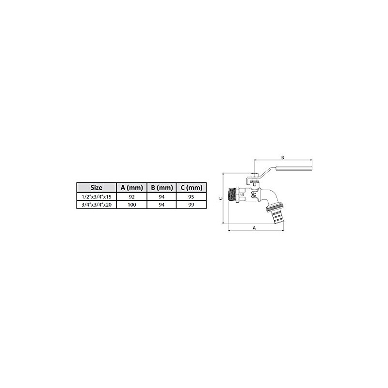Resistant Handy Brass Garden Hose Tap 3/4" BSP Ball Valve
