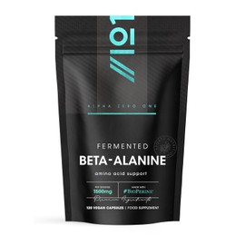 Fermented Beta-Alanine 1500mg – 120 Vegan Capsules – with BioPerine® for Enhanced Absorption – Resealable and Recyclable Pouch by Alpha01