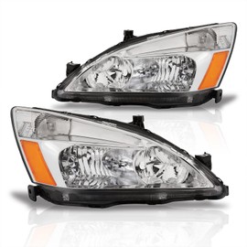 AJP Distributors JDM Bumper Driving Signal Headlights Headlamps Head Lights Lamps Assembly Left+Right Pair LH+RH Set Compatible/Replacement For Accord 2/4Door 2003 2004 2005 2006 2007 03 04 05 06 07