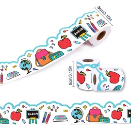 68Ft Back to School Bulletin Board Decoration Set with 32 Pcs First Day of School Cutouts Classroom Bulletin Board Boarders for Elementary Preschool Kindergarten Nursery Chalkboard Wall Décor (White)