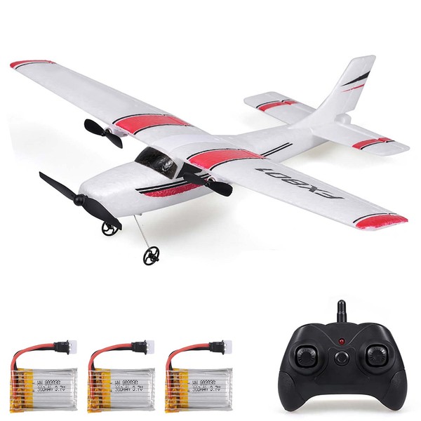 GoolRC RC Plane, 2.4GHz 2 Channel Remote Control Airplane, EPP Foam RC Airplane, Fixed Wing RC Aircraft, Easy to Fly RC Glider with 3 Batteries for Adults and Beginners
