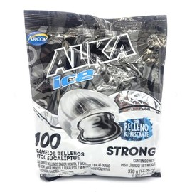 Arcor Alka Ice Mints with Gel Center - Strong Menthol Flavored, Menthol Eucalyptus Jelly Center - Aspartame-Free Long-Lasting Fresh Breath Mint Candy, Individually Wrapped, Party Size - (100 Pieces)