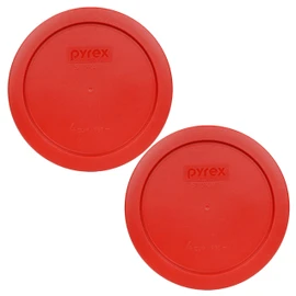 Pyrex 7201-PC 4-Cup Poppy Red Food Storage Replacement Lid (2-Pack) - Made in USA