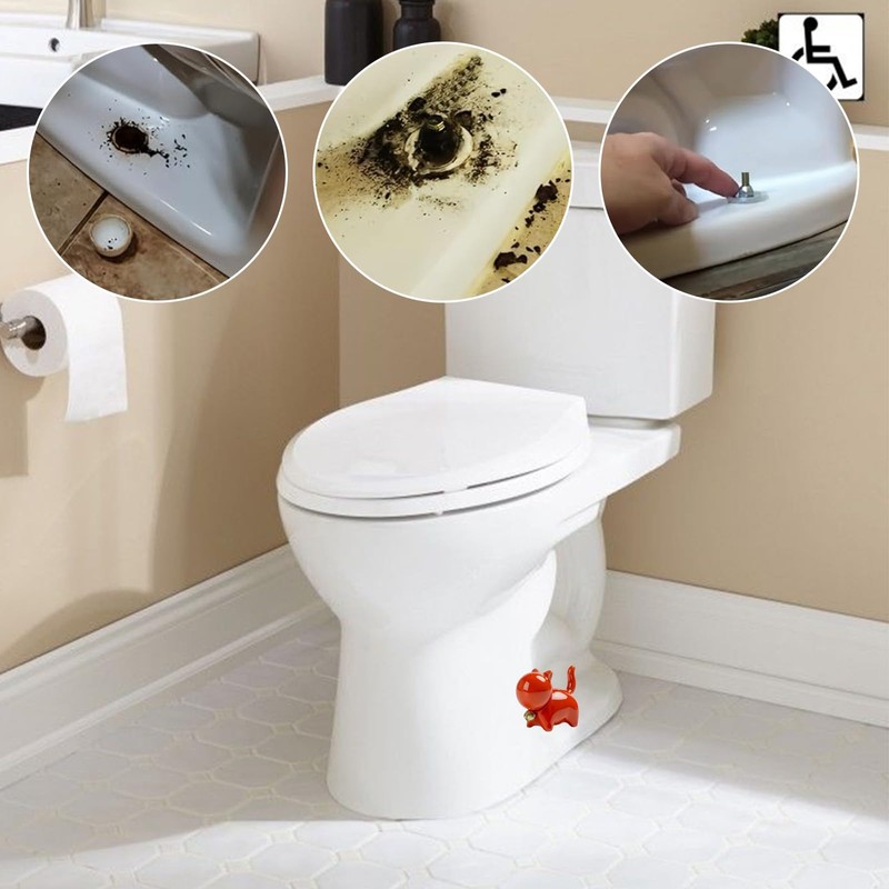 YOUDMEARUD Toilet Floor Bolt Caps with Ceramic Cat Decor &