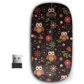 KAWAMOUSE 2.4G Ergonomic Portable USB Wireless Mouse for PC, Laptop, Computer, Notebook with Nano Receiver (Owl Cute Owls)