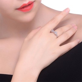 Uloveido Bowknot Knot 925 Sterling Silver Ring for Women Anniversary Wedding Engagement Y383, Crystal, Cubic Zirconia