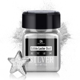 Essbarer Glitzer - 30g Essbarer Glitzerstaub Glitzerpulver für Getränke, Kuchen, Lebensmittel - Metallisch Lebensmittelfarbe Pulver Staubpulver zum Dekorieren von Torten, Cocktail, Keksen (Silber)