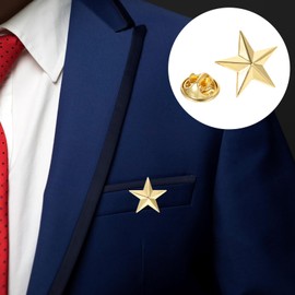 Blank Star Badge: 12Pcs Golden Star Shape Badges - Zinc Alloy Lapel Pins for Veterans Day, Party Costume, Backpack Decoration
