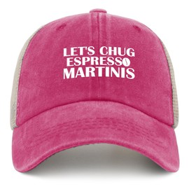 Ositerpz Let's Chug Espresso Martinis Hat Trucker Hat Men Trendy Mesh Hat for Summer Pink