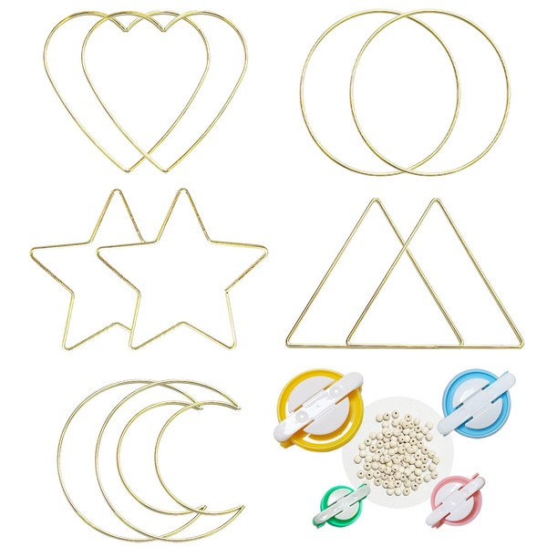 CHELIZIYA 10+4+100 Pcs Dream Catcher Rings Set, Metal Hoops for