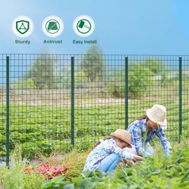 FOREHOGAR Metal Fence Post Green 6 feet, Pack of 8, T Posts for Fences Wire Mesh, No Dig Steel Stakes Fencing for Garden Yard Farm Outdoor Light Duty